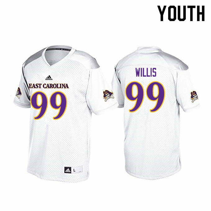 Youth #99 Chris Willis ECU Pirates College Football Jerseys Sale-White - Click Image to Close
